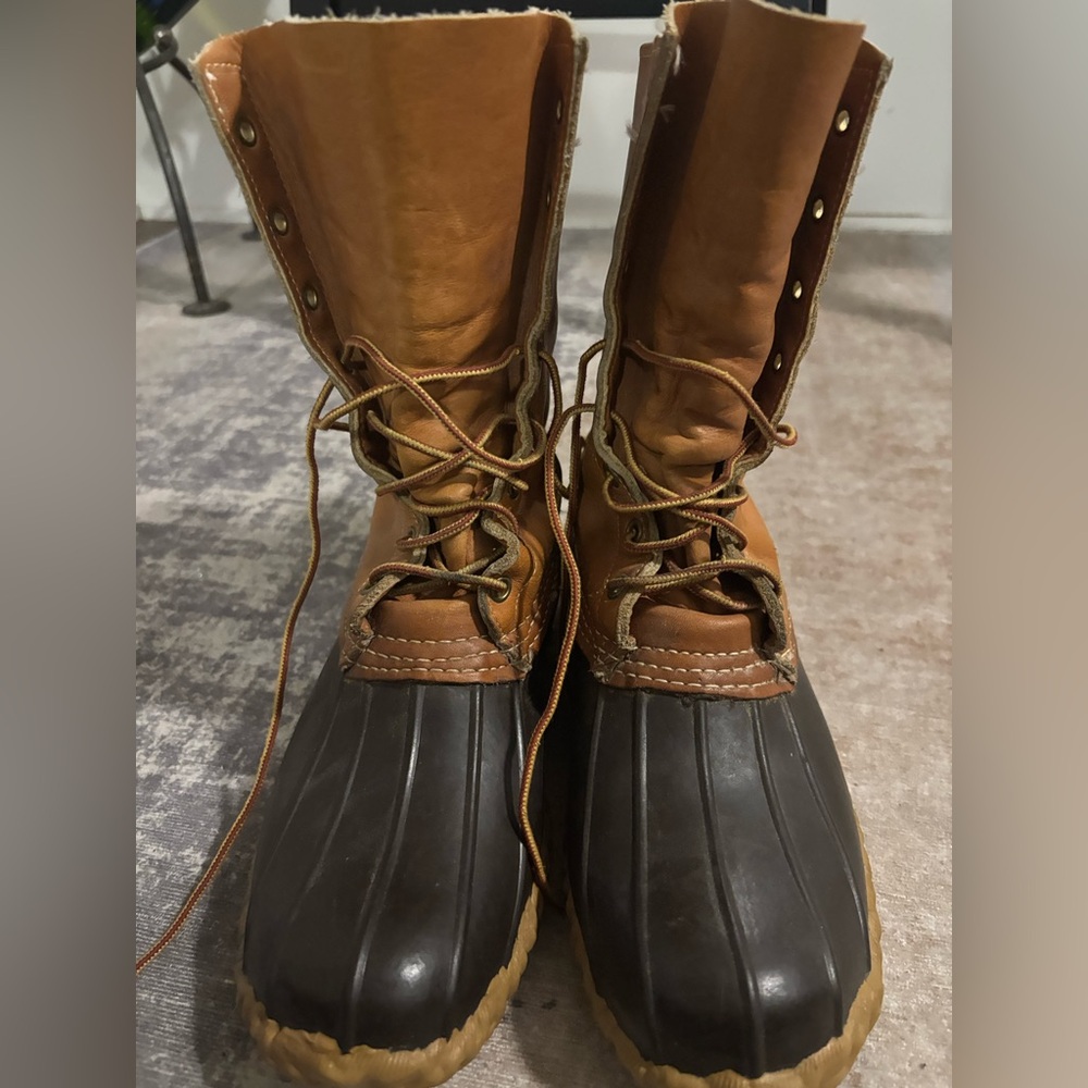 10” LL Bean Duck Boot leather tan Unlined Men’s 8